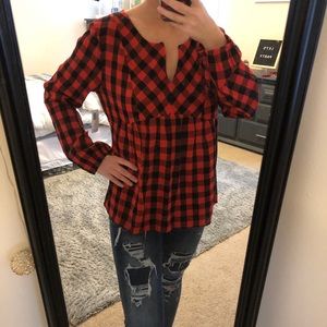 plaid babydoll top